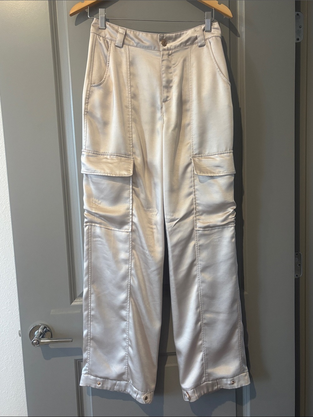 BCBG Satin Wide Leg Cargo Pants